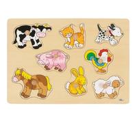 Puzzle en bois - GOKI - Bébés Animaux - 8 éléments à encastrer - Intérieur - Mixte