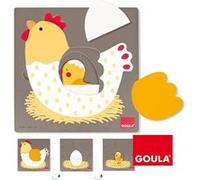 Goula Puzzle 53027 – 3 niveaux, poule multicolore