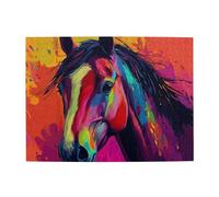 Puzzle en bois graffiti cheval 500 pièces pour adultes puzzle stimulant pour jeu de taille 38,1 x 51,8 cm