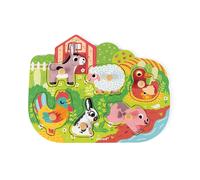 Janod Puzzle en bois Happy Farm à encastrement – 6 pièces