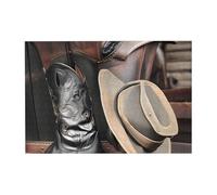 Puzzle en bois horizontal de 300 pièces avec chapeau noir et bottes de cowboy pour la famille, les loisirs et la créativité