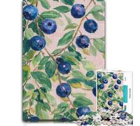 Puzzle en Bois Illustré Blueberries Botanical Fruit Painting pour Adultes, 1000 PCS