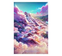 Puzzle en Bois Illustré Cloudy Mountain Paradise pour Adultes, 1000 PCS