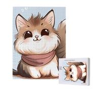 Puzzle en bois imprimé chat mignon avec boîte de rangement pour adultes et enfants, 500 pièces, jeu décoratif amusant en famille, 38 x 52 cm