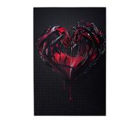 Puzzle en bois imprimé cœur rouge et noir cool de 1000 pièces Puzzle personnalisé Jeu familial