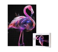 Puzzle en bois imprimé flamant rose abstrait 28 x 40 cm, 300 pièces (boîte) pour adultes, décoration de la maison