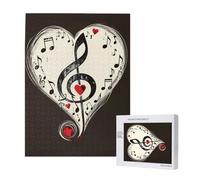 Puzzle en bois imprimé symboles de musique d'amour avec boîte de rangement pour adultes et enfants - 500 pièces - Jeu décoratif amusant en famille - 38 x 52 cm
