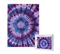 Puzzle en bois imprimé tie-dye violet - 38 x 52 cm - 500 pièces (boîte) - Jeu éducatif pour adultes - Décoration d'intérieur