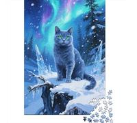 Puzzle en Bois Innovant 1000 Pièces - Chat Russe Bleu | Développez Votre QI Et Détendez-Vous | Art Visuel, Défi Mental Et Décoration Maison