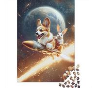 Puzzle en Bois Innovant 1000 Pièces - Corgi | Développez Votre QI Et Détendez-Vous | Art Visuel, Défi Mental Et Décoration Maison