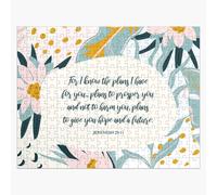 Puzzle en bois Je connais les projets que j'ai formés pour toi - Jérémie 29:11, Citation biblique inspirante 300 pièces 38x26 cm jouet décoration m