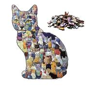 Puzzle en Bois | Jeu Amusant Et Stimulant,Casse-Tête en Forme De Chat - pour Anniversaire Temps Libre Fête Maison Bureau École Noël