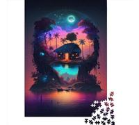 Puzzle en Bois « La cabane sur l'île » pour Adultes, 500 pièces, pour Adolescents, Jeux créatifs, Jeux stimulants en Famille, Jouets, Cadeaux, 500 pièces (52 x 38 cm)