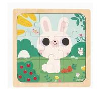 Puzzle en bois Lapin Blanc - JANOD - Pour enfants dès 18 mois - 9 pièces - Thème Animaux