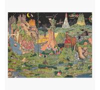 Puzzle en bois Le pays de l'imaginaire. Publié par Jaro Hess en 1930. Corne d'abondance de contes de fées. Carte détaillée et étiquetée. Art fantastiqu 300 pièces 38x26 cm jouet décoratio