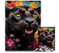 Puzzle en Bois Léopard Noir 1000 pièces pour Adultes, Jeu de décoration à Faire soi-même, Jouet interactif Familial 50x75cm / 19,68x29,52 Pouces