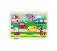 Janod - Puzzle en bois Les Véhicules - 7 pièces - Bois FSC - Dès 18 mois