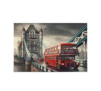 Puzzle en bois London Bridge Red Bus - Puzzles uniques - Puzzles amusants - Jeux d'esprit pour adultes