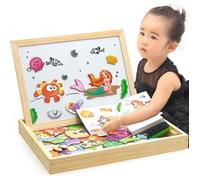 Puzzle en Bois Magnétique avec Double Face Planche à Dessin Jeu Educatif Jouets avec Boîte Puzzle pour Garcon Filles 3 4 5 Ans -La
