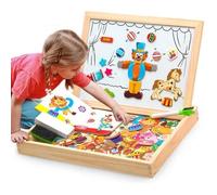 Puzzle En Bois Magnétique pour Enfant - COSKF28969 - 100 Pièces - Tableau Noir Réglable Double Face