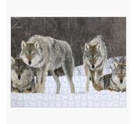 Puzzle en bois Meute de loups en chasse 300 pièces 38x26 cm jouet décoration mura