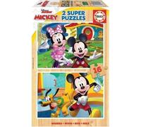 Puzzle en bois MICKEY & MINNIE - 2x16 pieces - Dessins animés et BD - Jaune - a partir de 3 ans