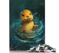 Puzzle en Bois Mignon de Petite Loutre Jaune pour Adultes, 500 pièces, Jeux éducatifs, Cadeaux pour Noël et Anniversaire (500 pièces, 52 x 38 cm)