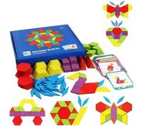 Puzzle en Bois - MINGMEI - 155 Pièces - Formes Géométriques et Cartes de Conception