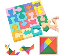 Puzzle en Bois Montessori, EU Éducatif de Tri de Formes, Cube de tri de Formes, Puzzles Tangram en Bois, Jeu d'esprit pour Enfants, Reconnaissance des Couleurs et Coordination Main-Œil
