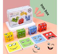 Puzzle En Bois Montessori, Jouets Anti-Stress Pour Enfants, Blocs De Construction Pour Changer De Visage, Jeu De Société