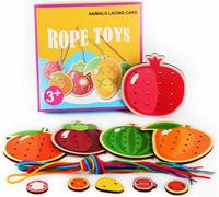 Puzzle en bois Montessori - Lacets - Apprendre à lier des fruits