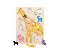 Puzzle en bois multicouche pour tout-petits, puzzles en bois avec motifs d'animaux du zoo, puzzles éducatifs pour apprendre la forme de l'alphabet, dinosaures d'animaux