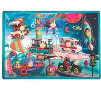 Puzzle en Bois Musical Space Motion 7 pièces - Set Jeu éducatif Enfant à encastrer avec Boutons + Carte Tigre