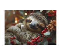 Puzzle en Bois，Paresseux - détendus Toute l’année，1000 Pièces Puzzles Jeu De Jouets Interactifs, Scies Sauteuses Classiques（75x50cm）-AH93