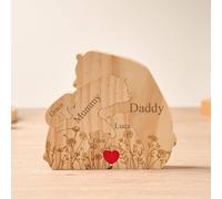 Puzzle en bois personnalisé avec nom de famille de 2 à 6 ans, ours câlin personnalisé, cadeau pour maman et papa, famille, cadeau d'anniversaire de Noël, panneaux et plaques décoratives