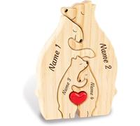 Puzzle en bois personnalisé avec prénoms - Ours enlacés, Puzzle familial avec noms, Décoration maison, Cadeau Fête des Pères, Maman, Papa, Famille, Décoration ours, Anniversaire(Mother and child bear)