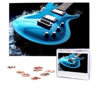 Puzzle en bois personnalisé de 1 000 pièces pour adultes, guitare bleue, réunion de famille, cadeau pour anniversaire, Noël