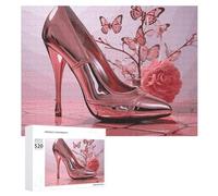 Puzzle en bois personnalisé de 520 pièces avec chaussures à talons hauts et papillon pour adultes, anniversaires, fête des mères