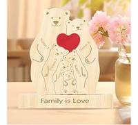 Puzzle en bois personnalisé en forme de famille d'ours avec 2 à 6 noms et une base, décoration en bois sur mesure, convient comme cadeau d'anniversaire pour la fête des mères, la fête des pères ou