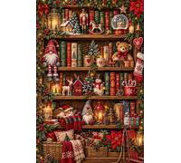 Puzzle en bois pour adulte - 1000 pièces - Souvenir de Noël - Bibliothèque