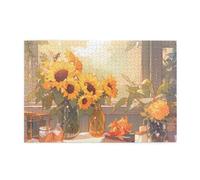 Puzzle en bois pour adulte Tournesols sous le rebord de la fenêtre 1000 pièces pour un festin visuel parfait 1000 pièces
