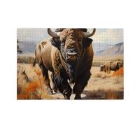 Puzzle en bois pour adulte troupeau de bison nord-américain 1000 pièces pour un festin visuel parfait ! 1000 pièces