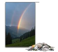 Puzzle en Bois pour Adultes 1 000 pièces Double Arc-en-Ciel à Travers la vallée après la Pluie Difficile et Stimulant 1 000 pièces (75 x 50 cm)