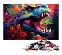 Puzzle en Bois pour Adultes 1 000 pièces Motif Dinosaures fantastiques et colorés Cadeau Amusant 1 000 pièces (75 x 50 cm)