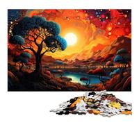 Puzzle en Bois pour Adultes 1 000 pièces Peinture de Paysage néon coloré Cadeau Amusant 1 000 pièces (75 x 50 cm)