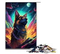 Puzzle en Bois pour Adultes 1 000 pièces thème Anime Wolf in The Moonlight Difficile et Stimulant 75 x 50 cm