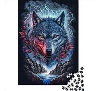 Puzzle en Bois pour Adultes 1000 Pièces Design Classique Loup Peint Jeu Relaxant Puzzle 1000 Pièces (75x50cm)
