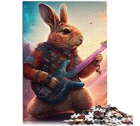 Puzzle en Bois pour Adultes, 1000 pièces, Lapin, Guitare, Animaux, Jouets DIY, 50x75cm