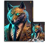 Puzzle en Bois pour Adultes, 1000 pièces, Loup Manager en Costume, Jeu de décoration à Faire soi-même, Jouet interactif Familial, 50 x 75 cm