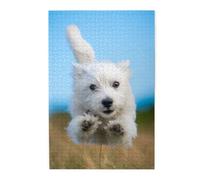 Puzzle en Bois pour Adultes, 1000 pièces, Motif Chiot Terrier Qui Court